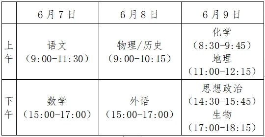 2021高考时间