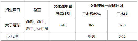 招生项目、位置及计划