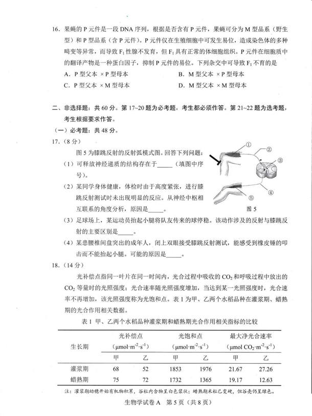 2021广东八省联考生物试卷及答案解析