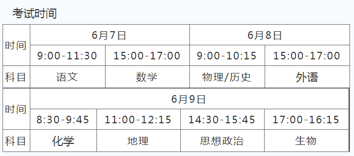 河北高考时间2022年具体哪天