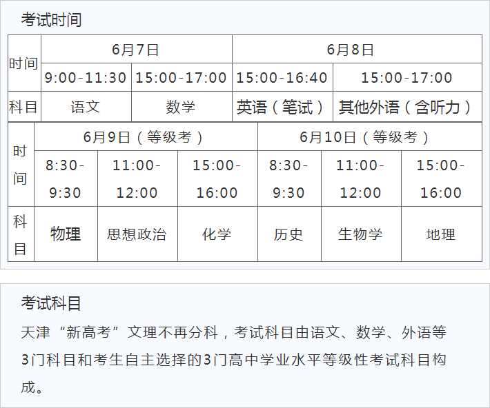 2022天津高考时间是哪天 什么时候高考