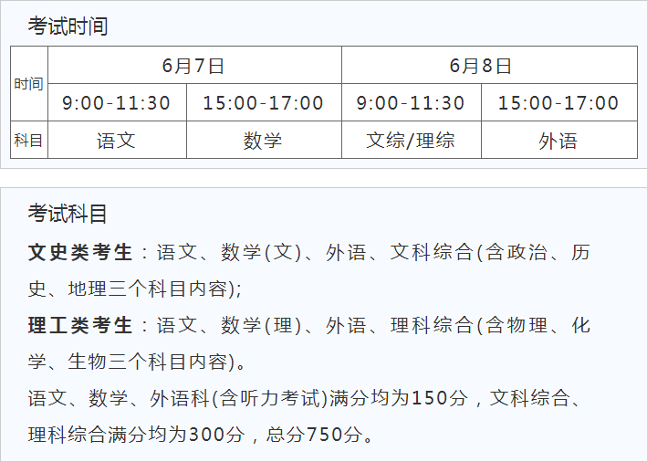2022四川高考什么时候开始 科目时间安排