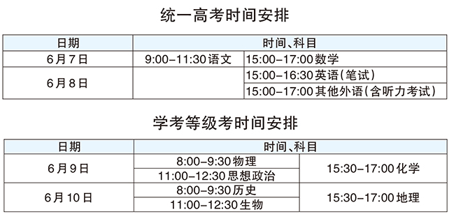 北京高考6月7日开考