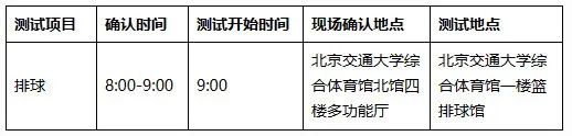 北京交通大学排球项目测试时间