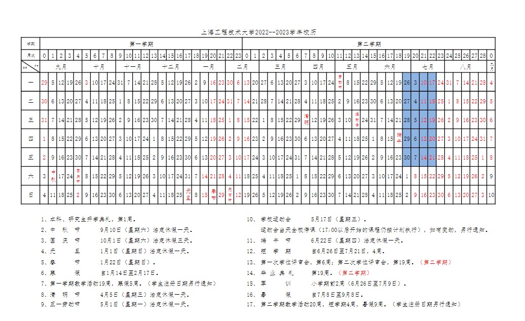 2023上海工程技术大学暑假放假时间什么时候 几月几号开学