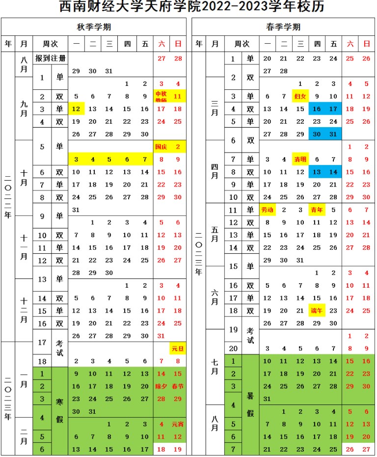 2023西南财经大学天府学院暑假放假时间什么时候 几月几号开学