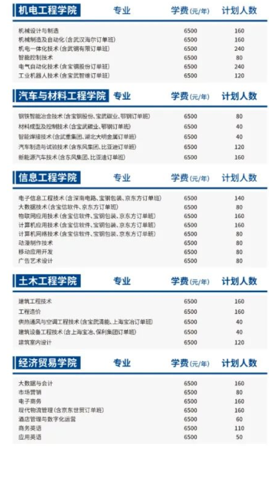 2023年武汉工程职业技术学院各省招生计划及招生人数 都招什么专业